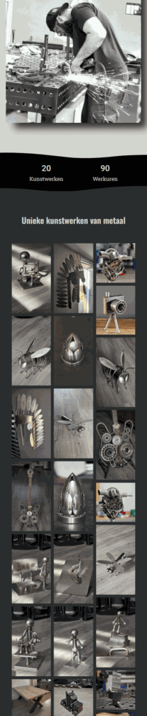 Metal art creations and sculptures displayed